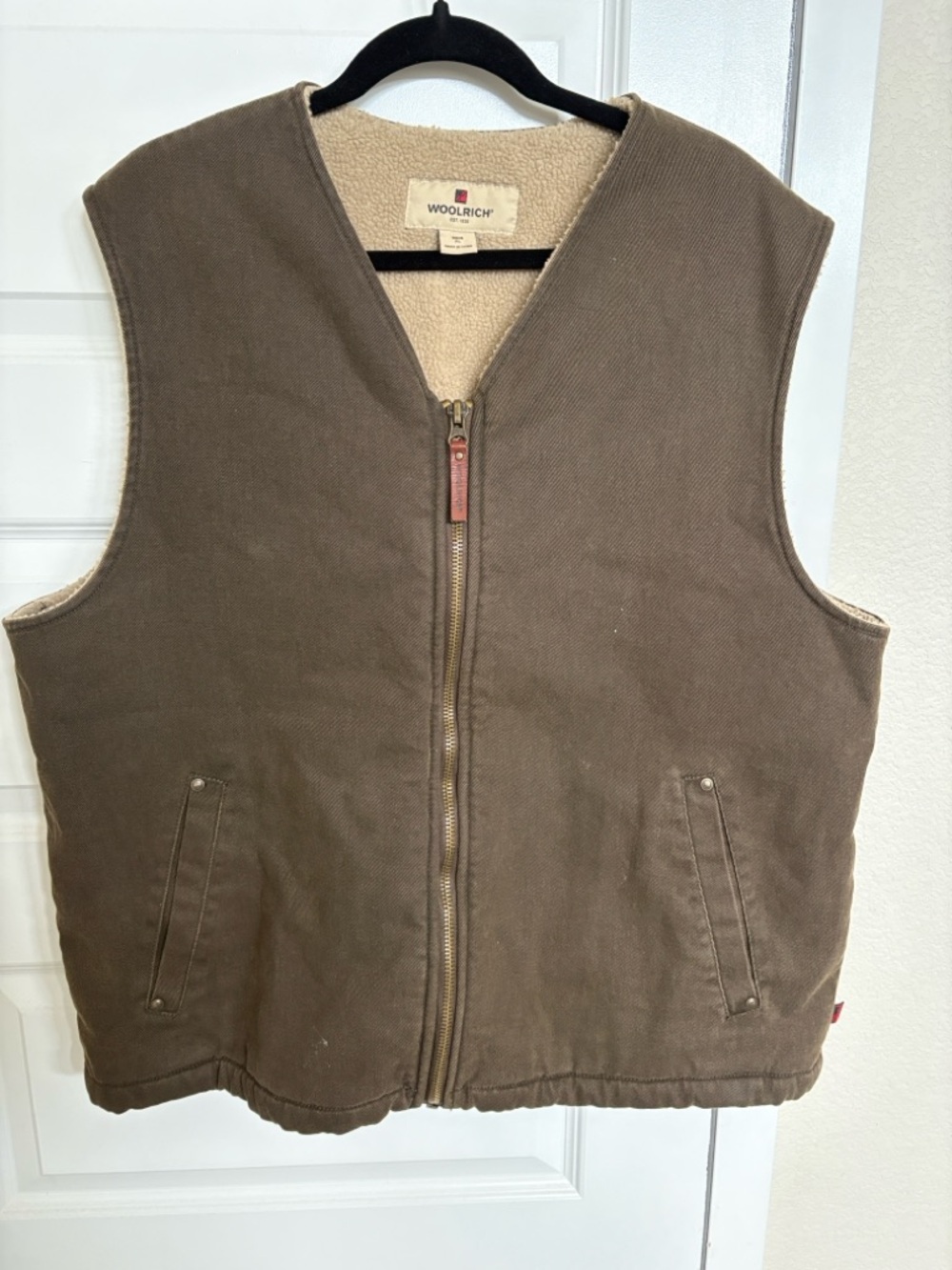 Woolrich Canvas Sherpa-Lined Vest